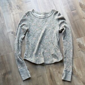 Free People Floral Long Sleeve Thermal Top - Medium